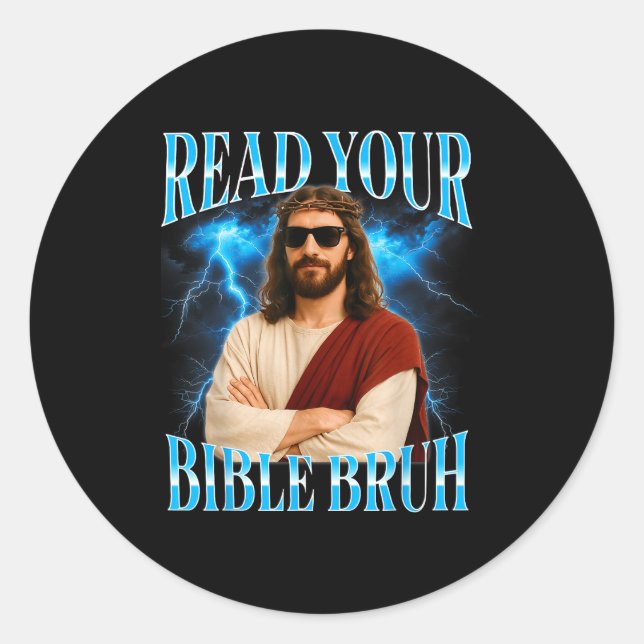 Funny Christian Read Your Bible Bruh  Runder Aufkleber (Vorderseite)