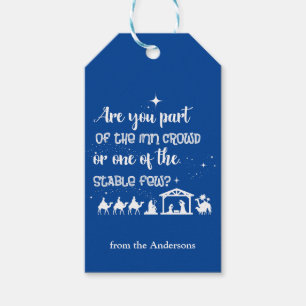 Funny Christlich Christmas Nativity Blue Geschenkanhänger