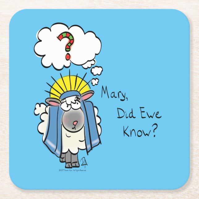 Funny Christlich Christmas Niedliche Schafe Rechteckiger Pappuntersetzer (Vorderseite)