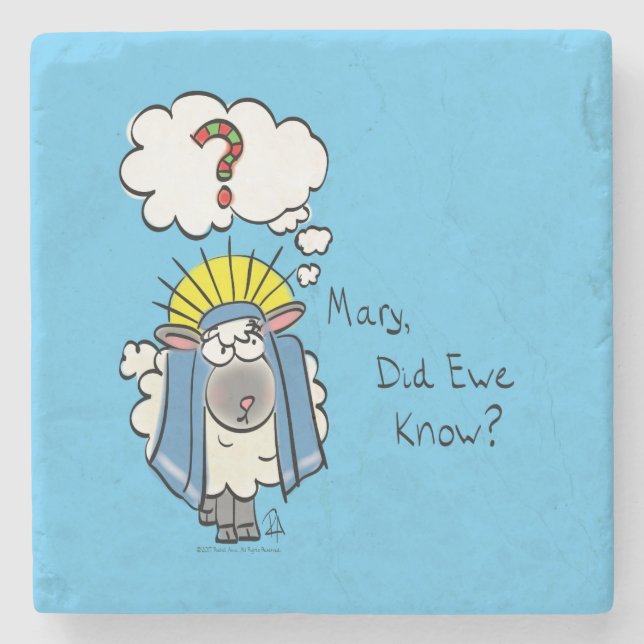 Funny Christlich Christmas Niedliche Schafe Steinuntersetzer (Vorderseite)