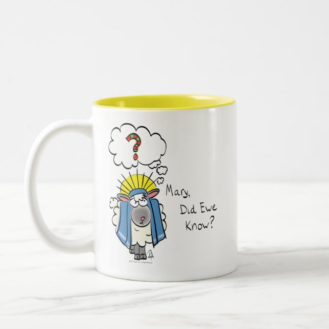 Funny Christlich Christmas Niedliche Schafe Zweifarbige Tasse (Links)