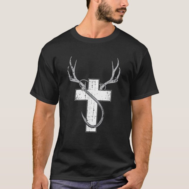 Funny Christlich Jagd Fischen Lover Geschenk T-Shirt (Vorderseite)