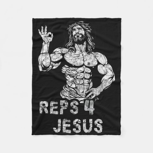 Funny Christlich Revers 4 Jesus Funny Workout Body Fleecedecke (Vorderseite)