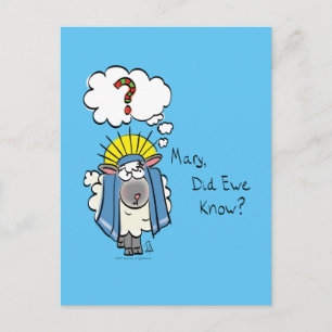 Funny Christlich Weihnachten Niedliche Schafe Cart Postkarte