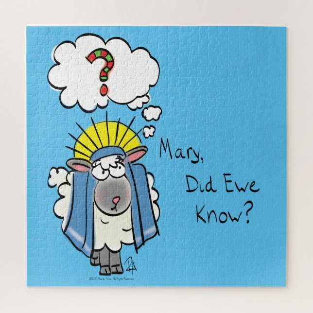 Funny Christlich Weihnachten Niedliche Schafe Cart Puzzle (Vertikal)