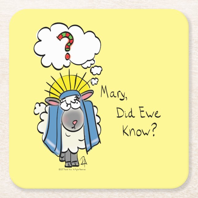 Funny Christlich Weihnachten Niedliche Schafe Cart Rechteckiger Pappuntersetzer (Vorderseite)