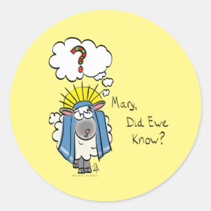 Funny Christlich Weihnachten Niedliche Schafe Cart Runder Aufkleber