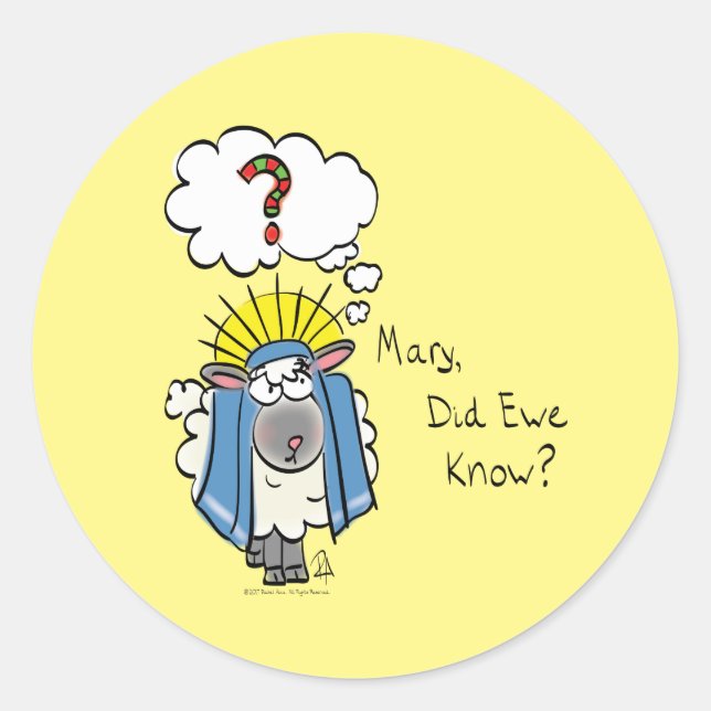 Funny Christlich Weihnachten Niedliche Schafe Cart Runder Aufkleber (Vorderseite)