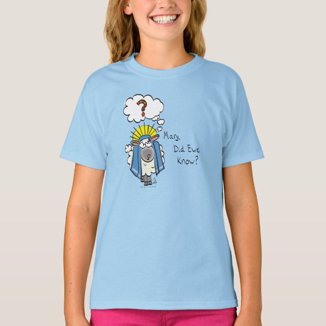 Funny Christlich Weihnachten Niedliche Schafe Cart T-Shirt (Vorderseite)