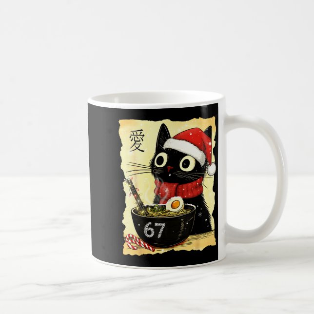 Funny Christmas 67 Six Seven Cat Ramen Japanese Ka Kaffeetasse (Rechts)