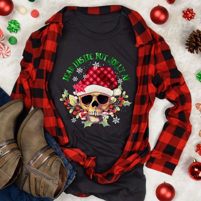 Funny Christmas Aber Jolly Af Skull T-Shirt (Von Creator hochgeladen)