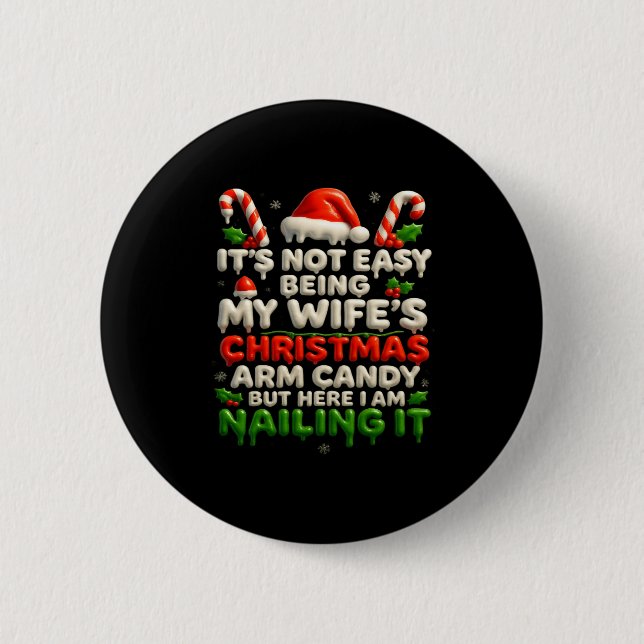 Funny Christmas Arm Candy Husband Holiday Couple H Button (Vorderseite)