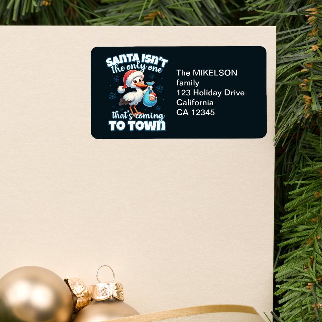 Funny Christmas Baby Pregnancy Ankündigung Adressaufkleber (Von Creator hochgeladen)