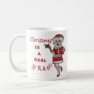 Funny Christmas Bah Humbug Santa in Drag Tasse