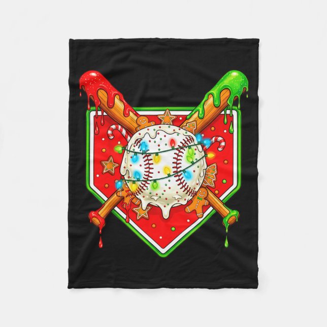 Funny Christmas Baseball Ice Cream Drip Men Women  Fleecedecke (Vorderseite)