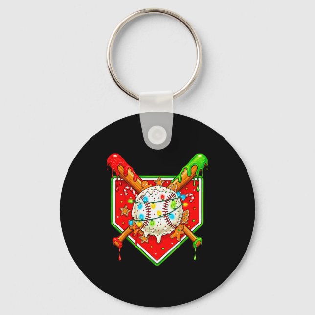 Funny Christmas Baseball Ice Cream Drip Men Women  Schlüsselanhänger (Vorderseite)