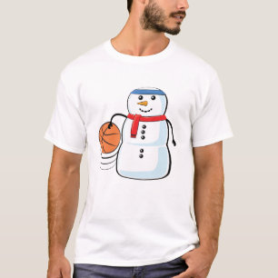 Funny Christmas Basketball Snowman T-Shirt