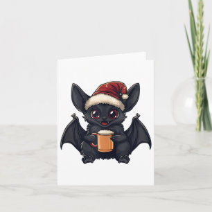 Funny Christmas Bat Animal mit Bier Comic Karte