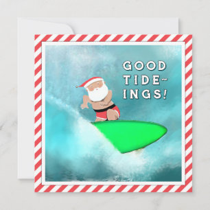 Funny Christmas Beach Surfing Feiertagskarte