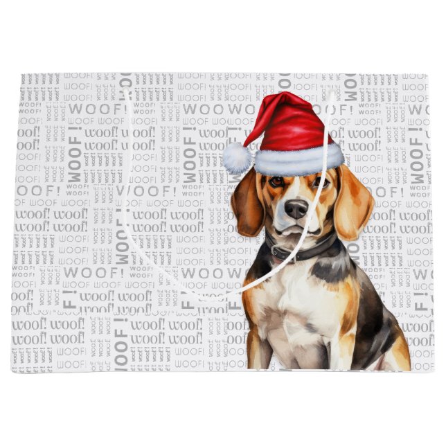 Funny Christmas Beagle Dog Lover Große Geschenktüte (Vorderseite)