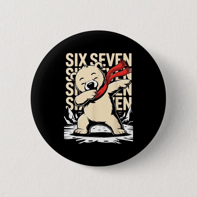 Funny Christmas Bear Dabbing Xmas Dab Six Seven 67 Button (Vorderseite)