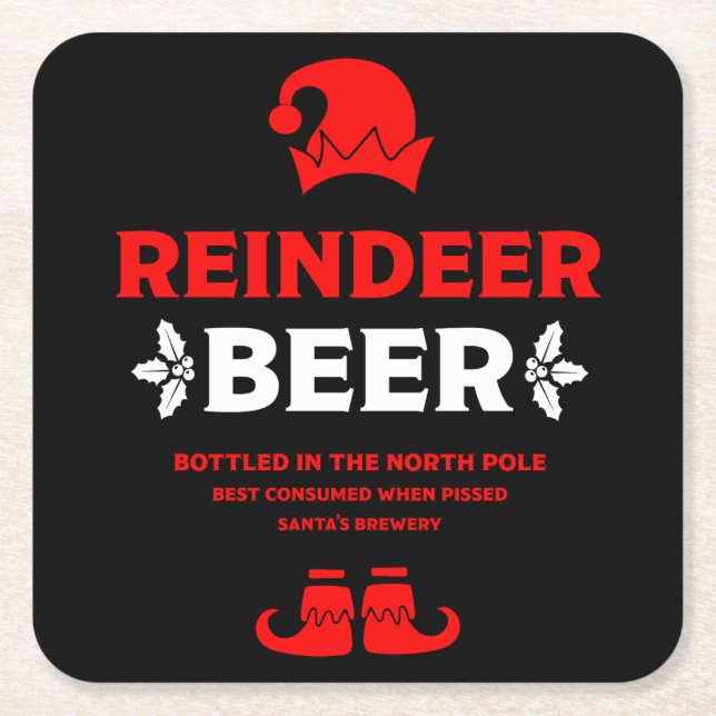 Funny Christmas Beer Labels Rechteckiger Pappuntersetzer (Vorderseite)