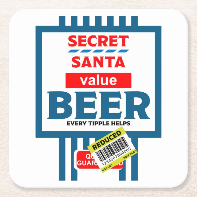 Funny Christmas Beer Labels Rechteckiger Pappuntersetzer (Vorderseite)