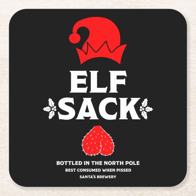 Funny Christmas Beer Labels Rechteckiger Pappuntersetzer (Vorderseite)