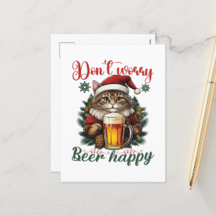 Funny Christmas Beer Word Art Bar Feiertagspostkarte