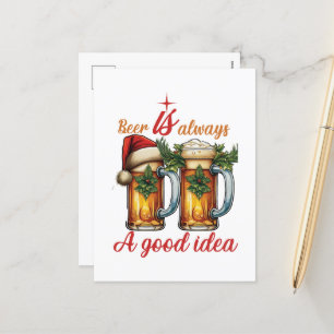 Funny Christmas Beer Word Art Bar Feiertagspostkarte