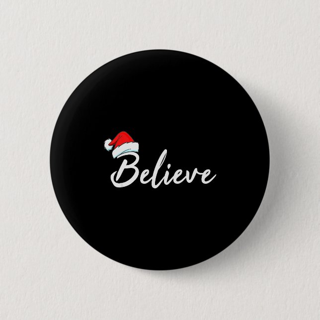 Funny Christmas Believe Santa Pajama Outfit Men &a Button (Vorderseite)