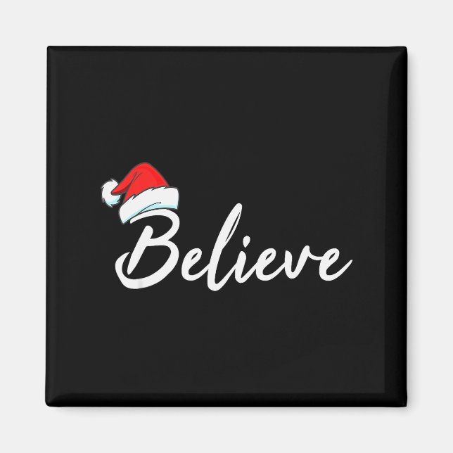Funny Christmas Believe Santa Pajama Outfit Men &a Magnet (Vorne)
