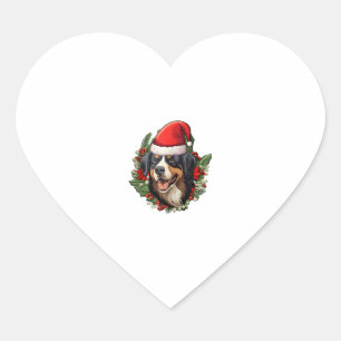 Funny Christmas Bernese Mountain Dog Herz-Aufkleber