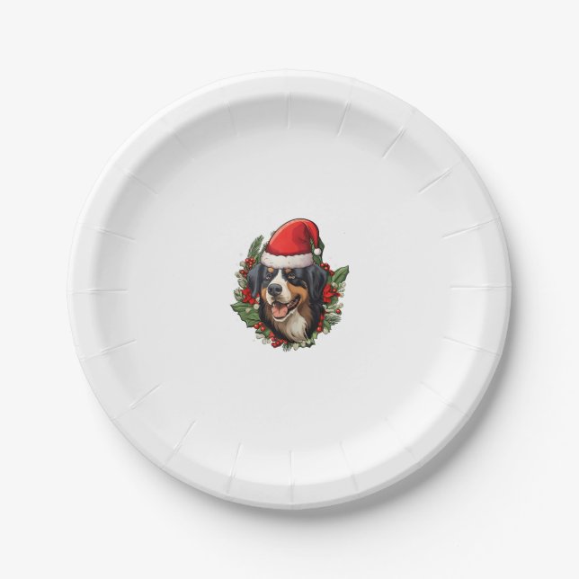 Funny Christmas Bernese Mountain Dog Pappteller (Vorderseite)