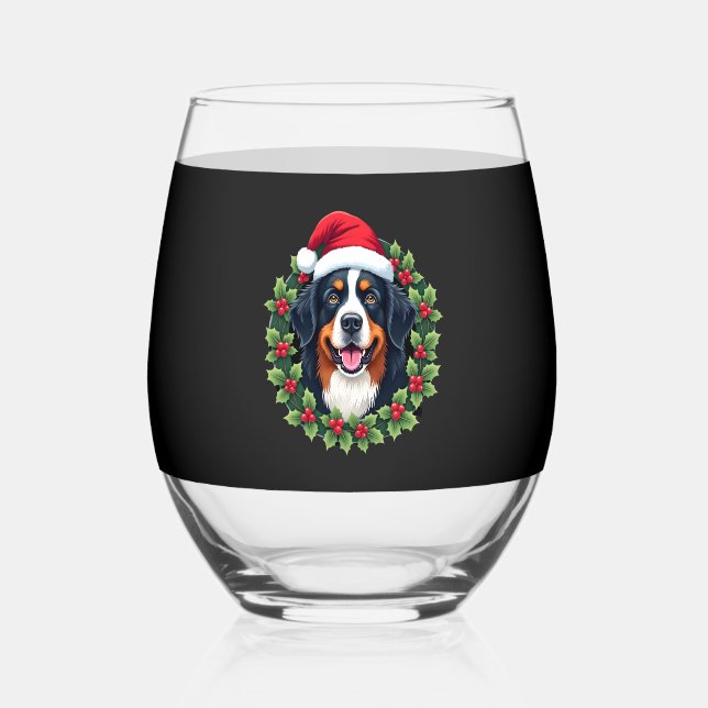 Funny Christmas Bernese Mountain Dog Tank Top Weinglas Ohne Stiel (Vorderseite)