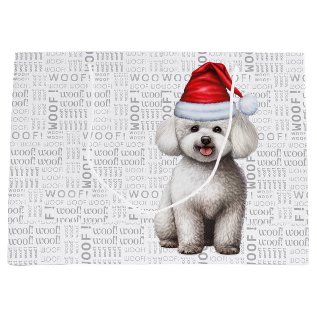 Funny Christmas Bichon Frise Dog Große Geschenktüte (Vorderseite)