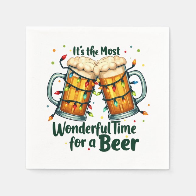 Funny Christmas Biertrinker Party Serviette (Vorderseite)