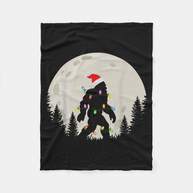 Funny Christmas Bigfoot Santa Hat Moon Sasquatch K Fleecedecke (Vorderseite)