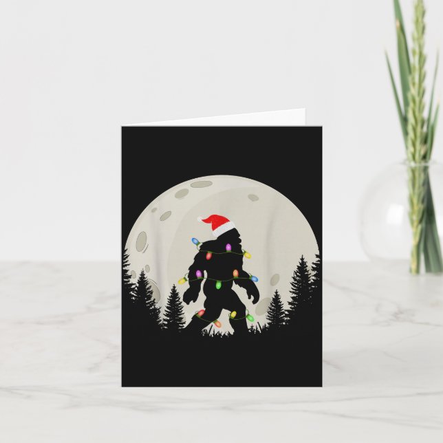 Funny Christmas Bigfoot Santa Hat Moon Sasquatch K Karte (Vorderseite)