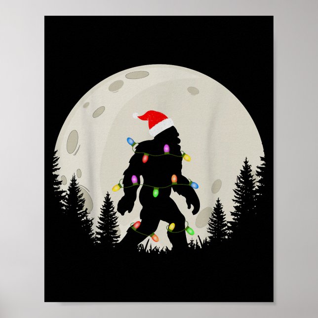 Funny Christmas Bigfoot Santa Hat Moon Sasquatch K Poster (Vorne)