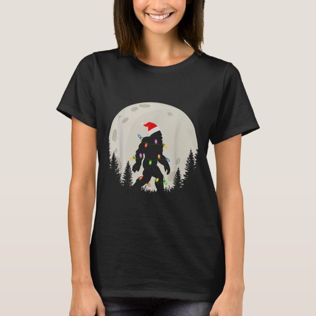 Funny Christmas Bigfoot Santa Hat Moon Sasquatch K T-Shirt (Vorderseite)