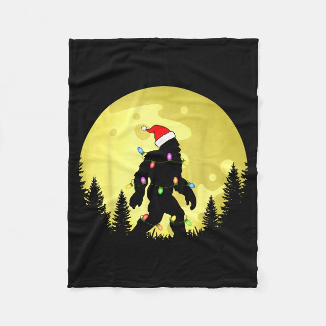 Funny Christmas Bigfoot Santa Hat Moon Sasquatch M Fleecedecke (Vorderseite)