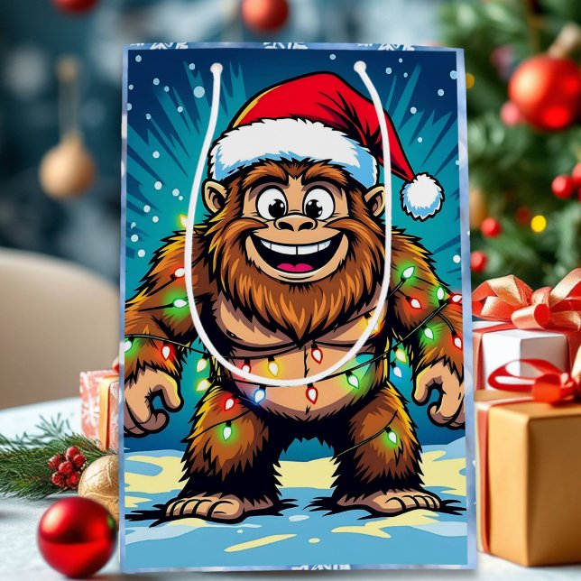 Funny Christmas Bigfoot Sasquatch Mittlere Geschenktüte (Von Creator hochgeladen)