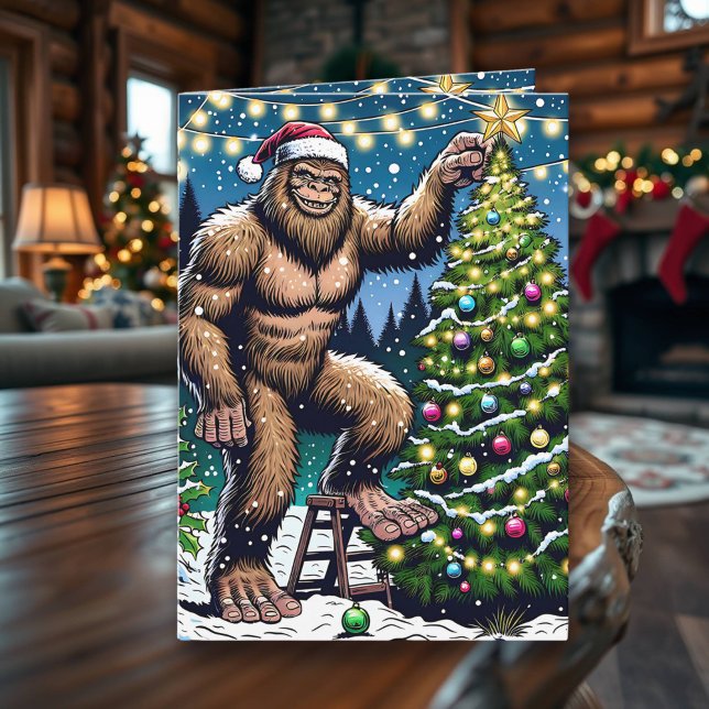 Funny Christmas Bigfoot Sasquatch Personalisiert Karte (Von Creator hochgeladen)