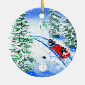 Funny Christmas Black Cat Art Creationarts Keramik Ornament