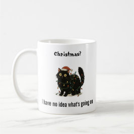 Funny Christmas Black Cat Lights Mug Kaffeetasse