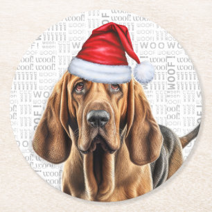 Funny Christmas Bloodhound Dog Lover Holiday Runder Pappuntersetzer