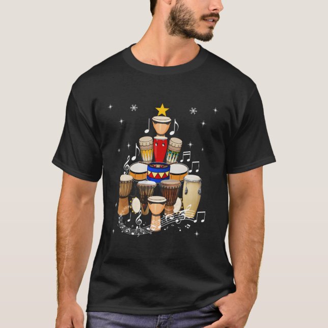 Funny Christmas Bongo Drum Player Geschenke Weihna T-Shirt (Vorderseite)