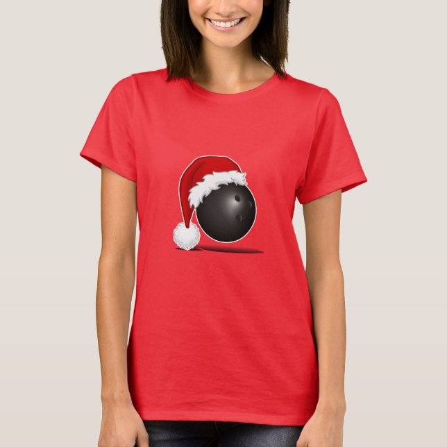 Funny Christmas Bowling Ball Santa hat - bowl fan T-Shirt (Vorderseite)