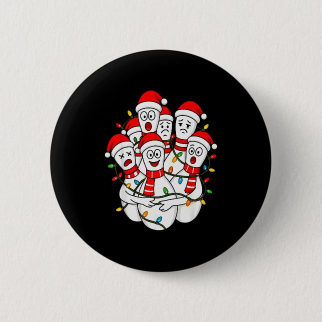 Funny Christmas Bowling Santa Bowling Ns Team Men  Button (Vorderseite)